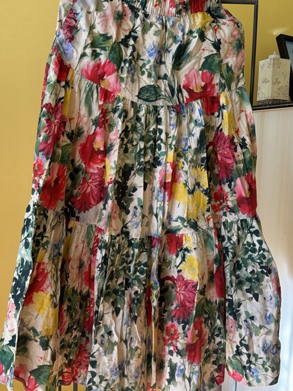 Floral Tiered Midi Skirt - Multicolor